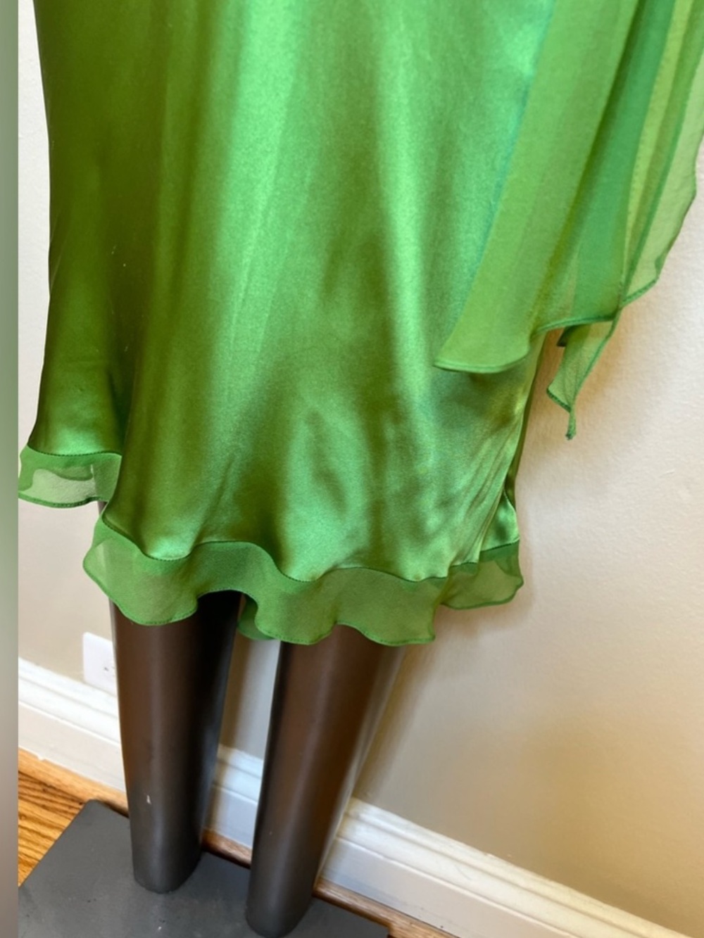 Cache Green  Satin Halter Wrap Midi Dress - Picture 6 of 6
